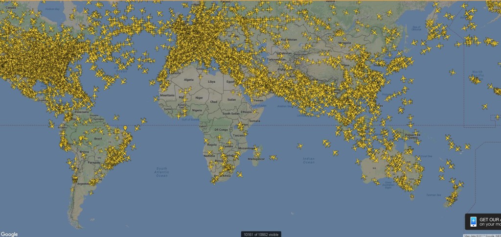 Мировая карта полетов самолетов в реальном